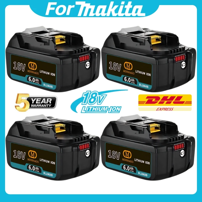 

Оригинальный аккумулятор 18 В 6 Ач для Makita для электроинструментов Makita Замена светодиода литий-ионного LXT BL1860 1850 В 6000 мАч