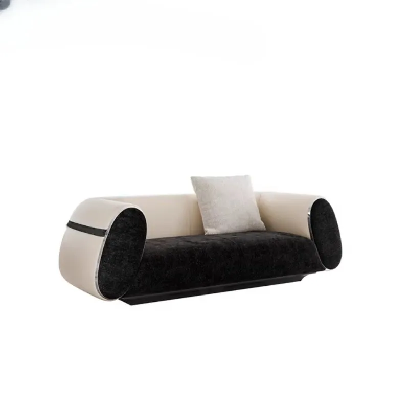 

Italian double black and white contrasting color high-end living room sofa