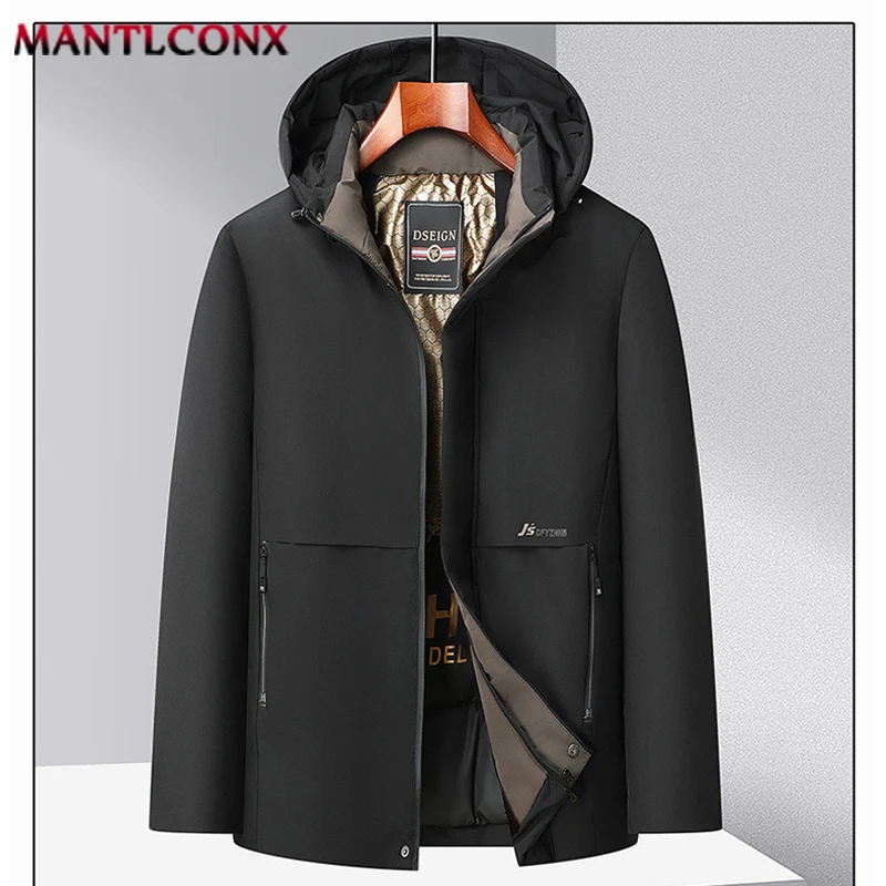 

Hooded Men's Parka Winter Warm Jackets for Men Solid Color Hooded Thermal Lining Overcoats Warm Padded Jacket Men Ski Snow Coats