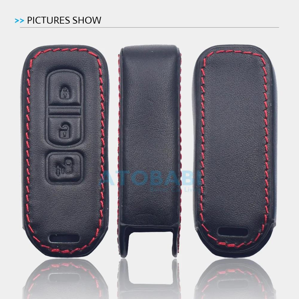 Leather Car Key Case Keychain Smart Remote Control Fobs Protector Cover For Honda N BOX WGN ONE N-BOX N-WGN N-ONE 2015 2016 2017