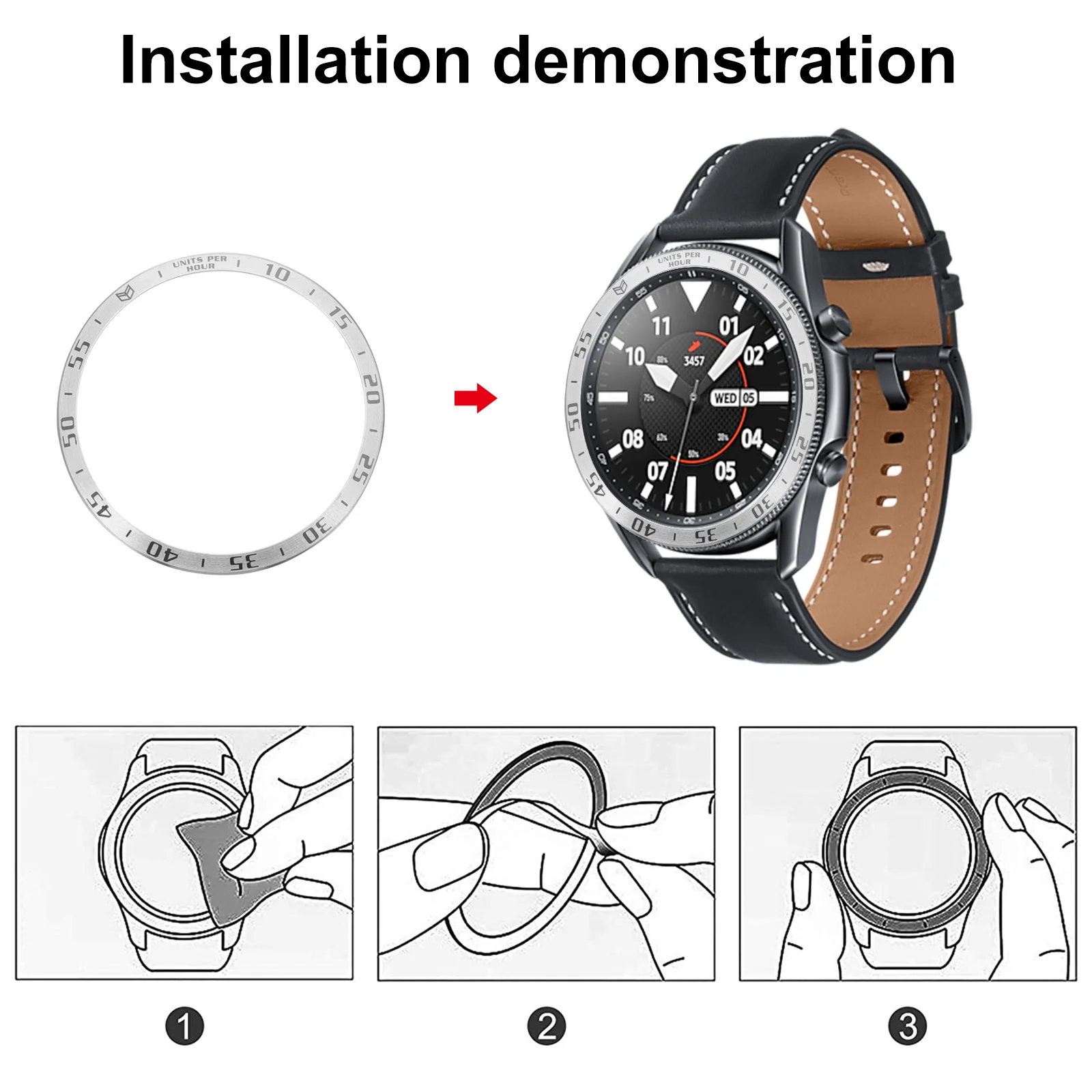 

1Pcs Metal Bezel Stainless Steel Durable Protective Scale Ring Watch Ring Cover Compatible with Galaxy Watch3 Smartwatch