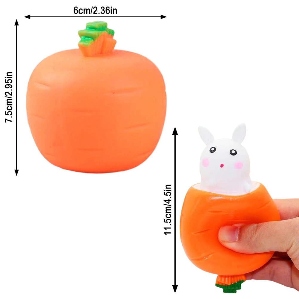 Jouet à presser lapin carotte de pâques, lapin mignon, jouet anti-Stress pour panier de pâques