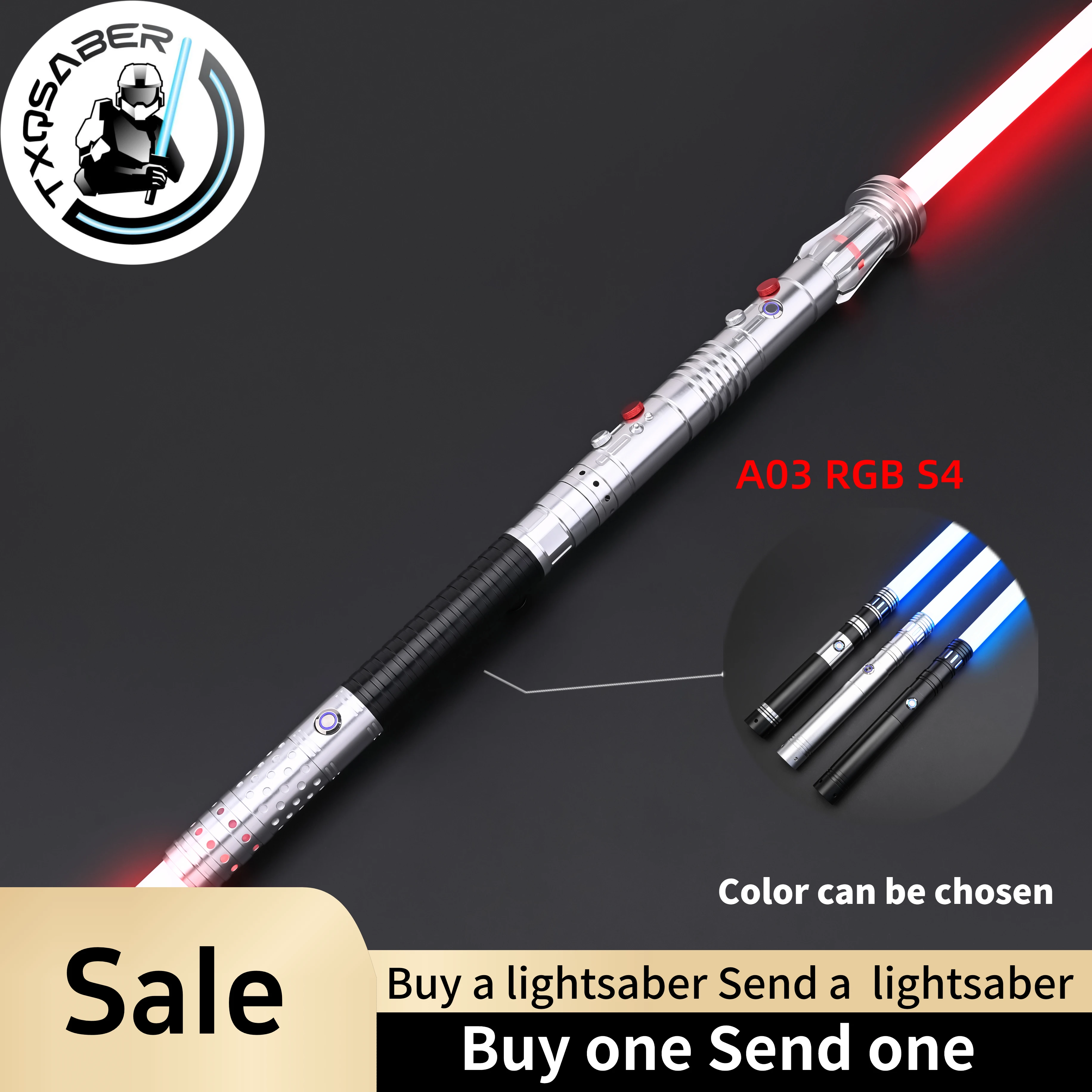 

TXQSABER Lightsaber Maul Ventress SE RGB Pixel Lasersword Metal Handle Smooth Swing FOC Blaster Light Sword for Cosplay Toys