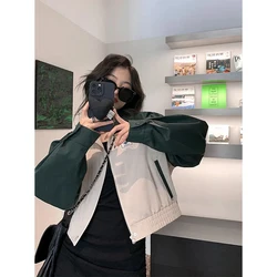 MEXZT Harajuku Cropped Bomber Jackets Women Streetwear Oversized Patchwork Short Coat Vintage Korean Casual Zipper Outerwear New