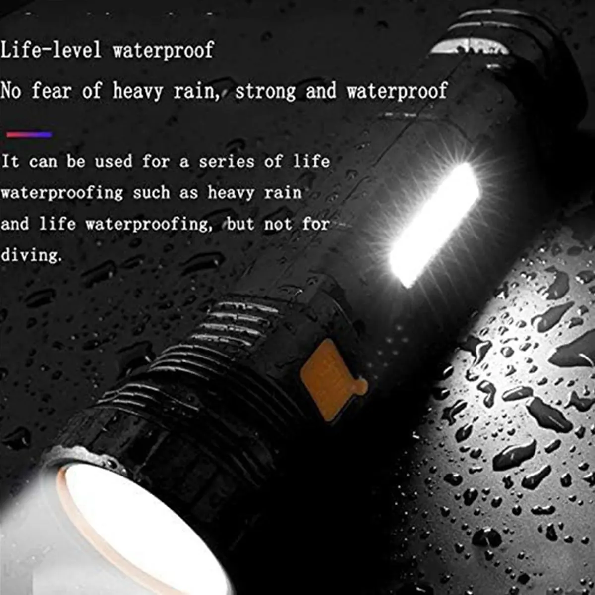 Carefree- 2X Solar/Rechargeable Multi Function LED Flashlight,Waterproof,with Emergency Strobe Light,USB Charging Cable