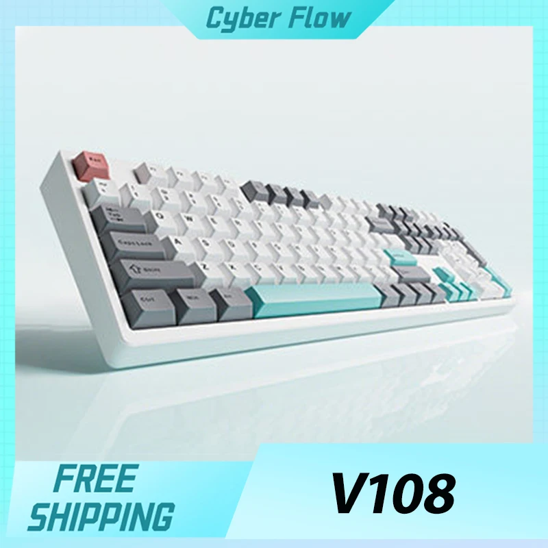 Teclado Mecânico Silencioso VGN V108 com Fio e Sem Fio Bluetooth para Jogos E-Sport RGB Hifi Baixa Latência para Escritório e PC - Presente