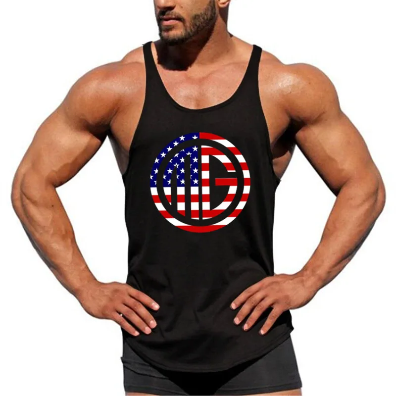 Men Cotton Loose Printed Gym Tank Top, Soft Sleeveless Fitness Vest, Daily Workout Running Casual Sleeveless Shirts Adult Males