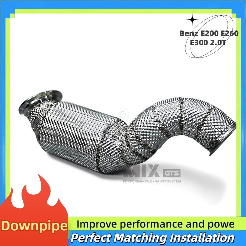 Downpipe for Mercedes Benz E200 E260 E300 2.0T Stainless Steel Performance Exhaust System Heat shield and catalytic converter