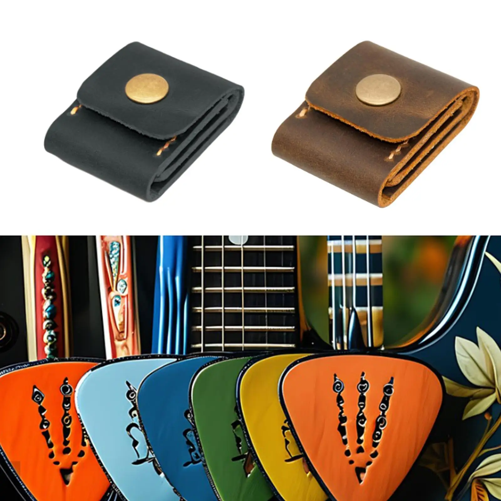 

Guitar Plectrum Holder Portable with Snap Button Guitar Pick Case for Guitar Lovers Acoustic Electric Guitar Kids Guitar Players