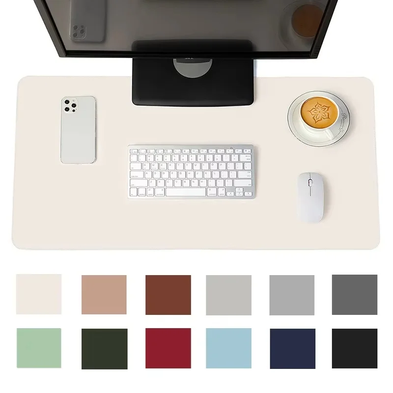 Simple Solid Color PU Leather Mouse Mat Anti Slip Waterproof Mouse Pad School Home Supplies Desk Set For Office Laptops Computer