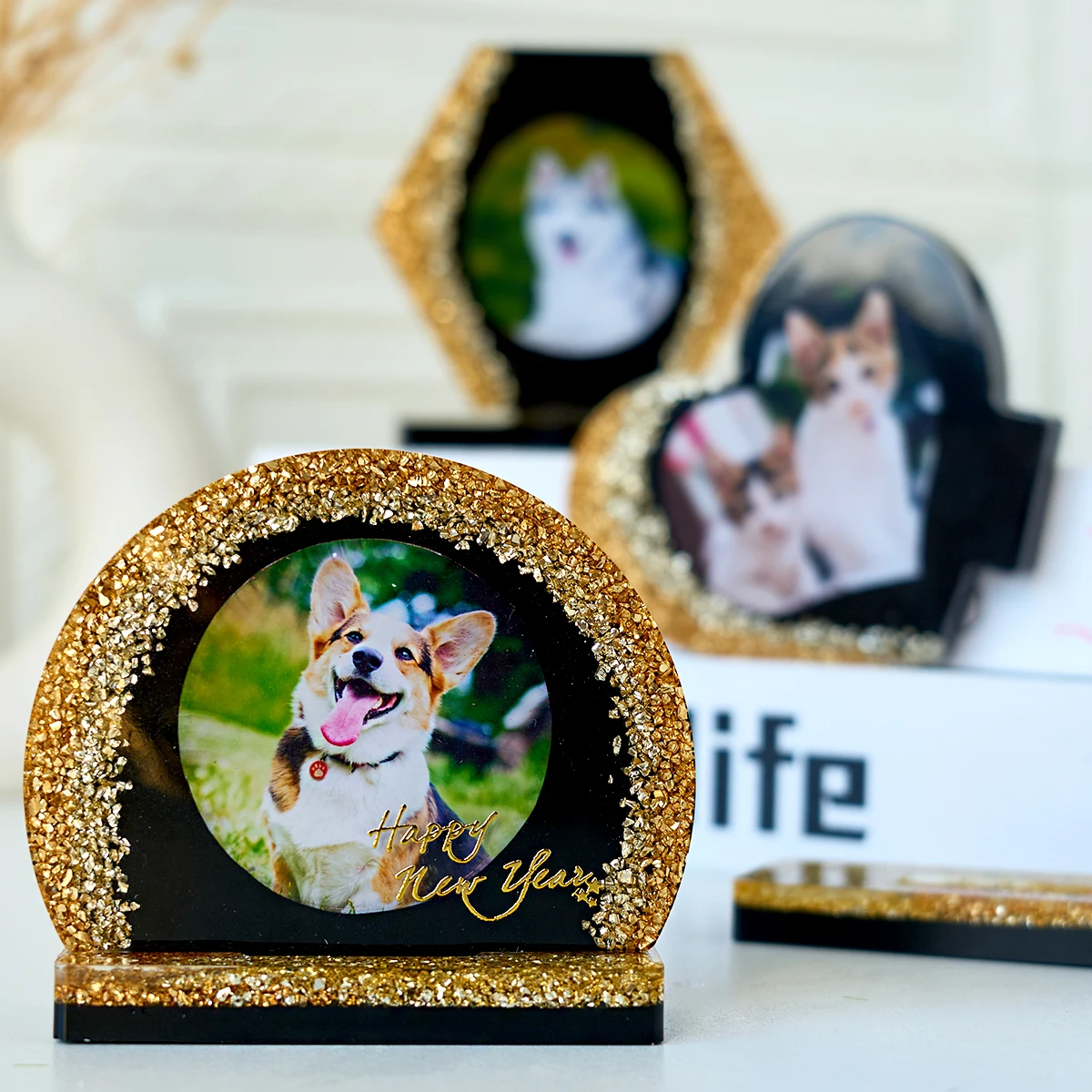 Heart Photo Frame Silicone Mold DIY Handmade Semicircle Hexagon Picture Frame Setting Uv Epoxy Resin Mold Souvenir Craft Home De