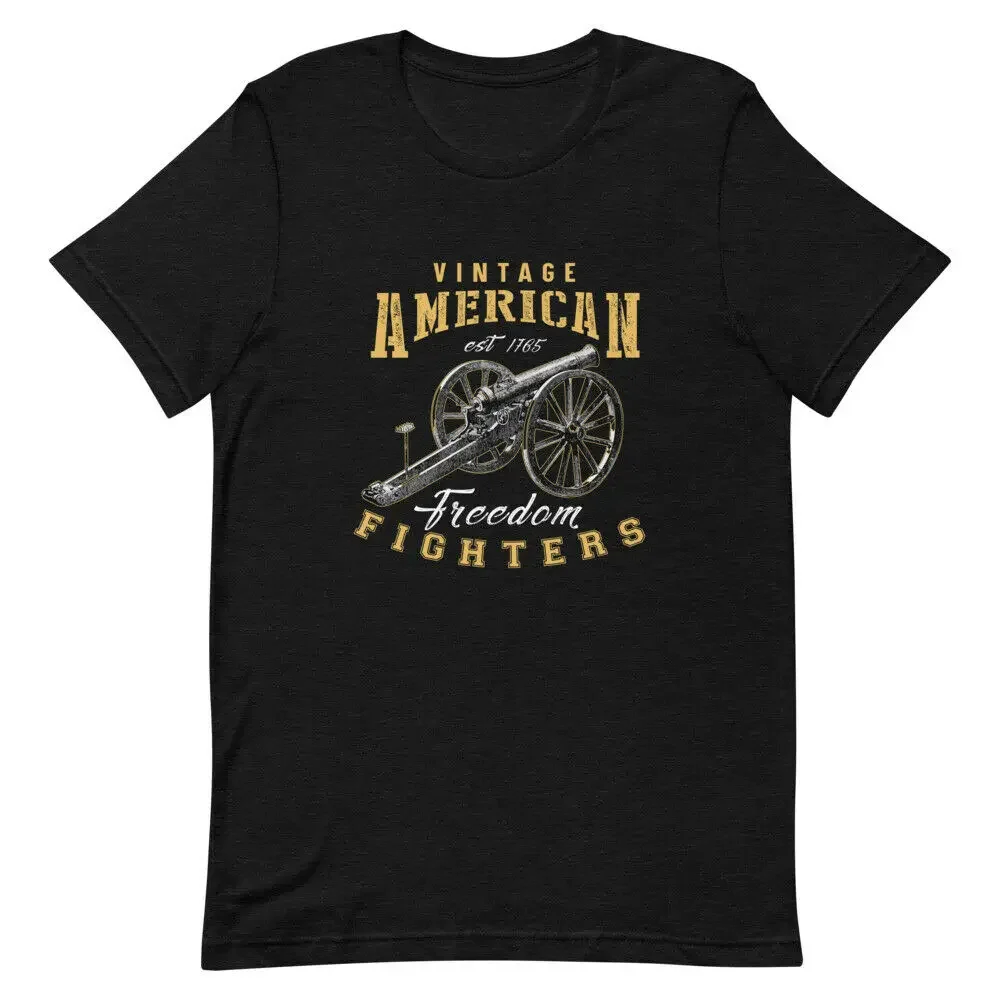 

Vintage American Freedom Fighters T-Shirt Men's 100% Cotton Casual T-shirts Loose Top Size S-3XL