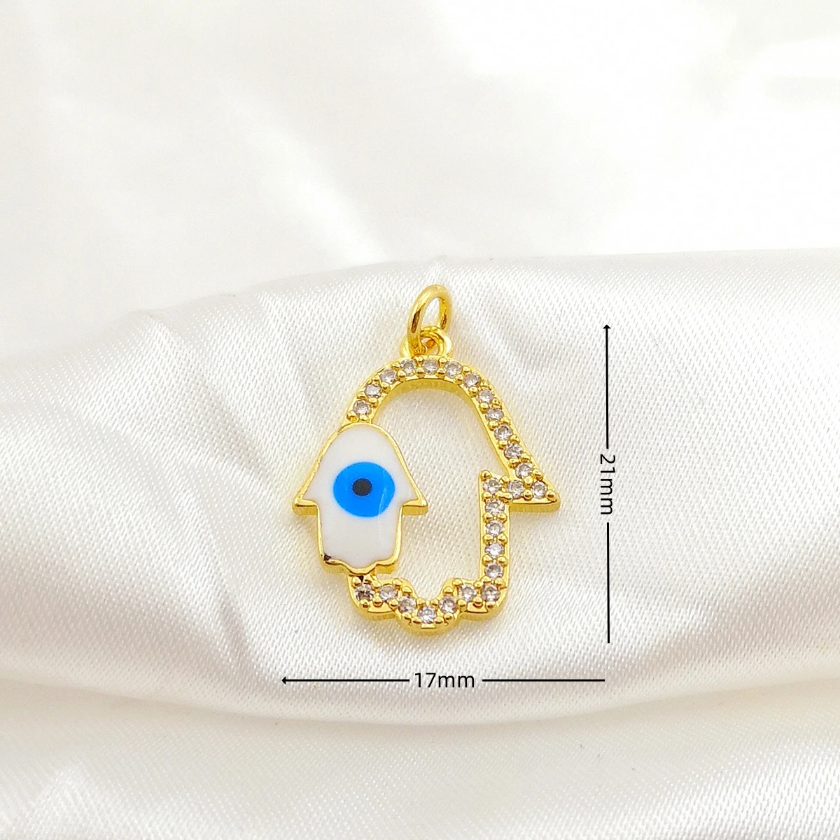 Gold Color Evil Eye Fatima Hand Charms for Necklace DIY Jewelry Making Colored CZ Lucky Emo Pendant for Bracelet Earring Jewelry image 6
