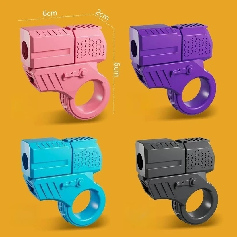 Mini-ringpistool: shell-uitwerpen, kan lanceren. Fidgetspeeltje voor volwassenen met spinner, 2 behuizingen, 10 kogels – stressverlichting, EDC-angst tot