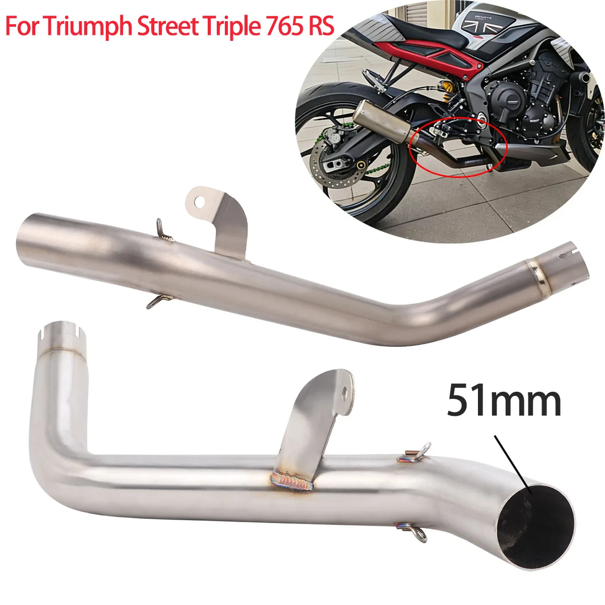 

Средняя секция выхлопной системы для мотоциклов Triumph Street Triple 765 RS R S 2017-2025, модифицированная труба Decat, соединительная труба