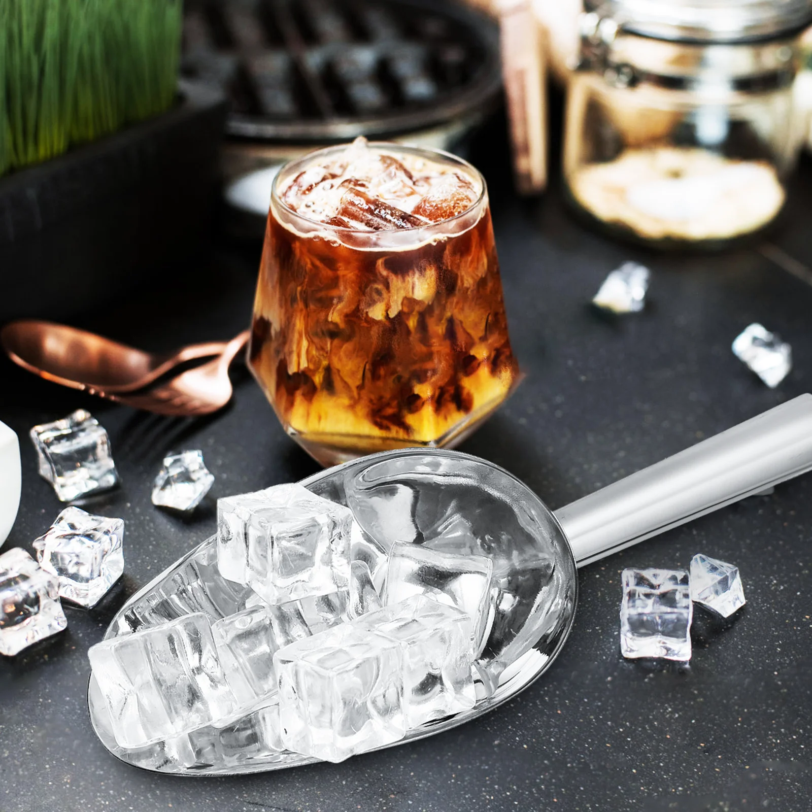 

Thick Stainless Steel Ice Scoop Food Scoop for Kitchen Restaurant Coffee Bean Flour Candy Serving Scoops for Food