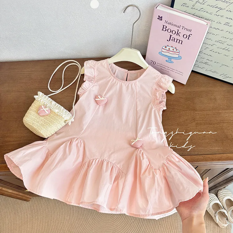 

Girls Floral Tulle Dress New Summer Sleeveless Princess Mesh Gown Fashion Casual Dress for Kids Vacation-Style Vestidos 3-8Y