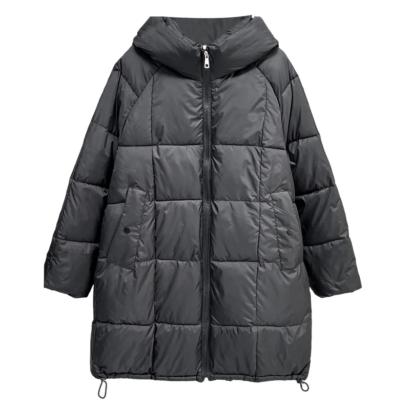 

Plus Size Women Parka Winter Loose Simple Hooded Thick Warm Long cotton-padded Coat 6857