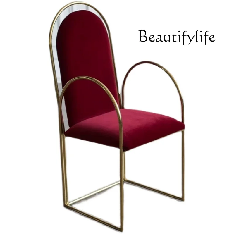 Retro Affordable Luxury Dining Chair Home Nordic Modern B & B Stainless Steel Gold Armchair