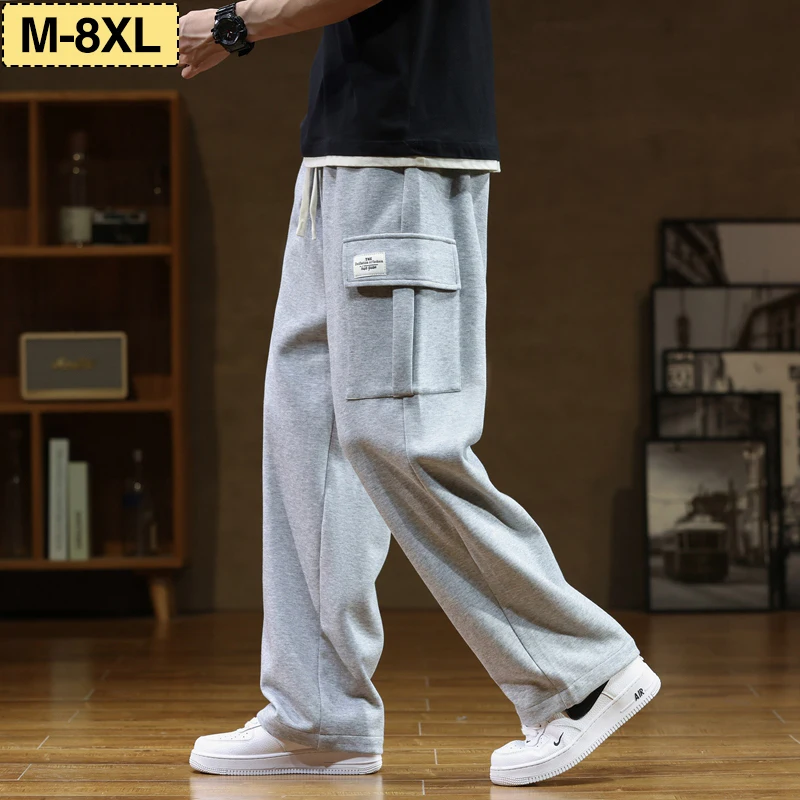 

Большой размер 6XL 7XL 8XL мужские спортивные штаны мешковатые широкие эластичные трикотажные спортивные штаны корейская мода уличная одежда свободные повседневные брюки