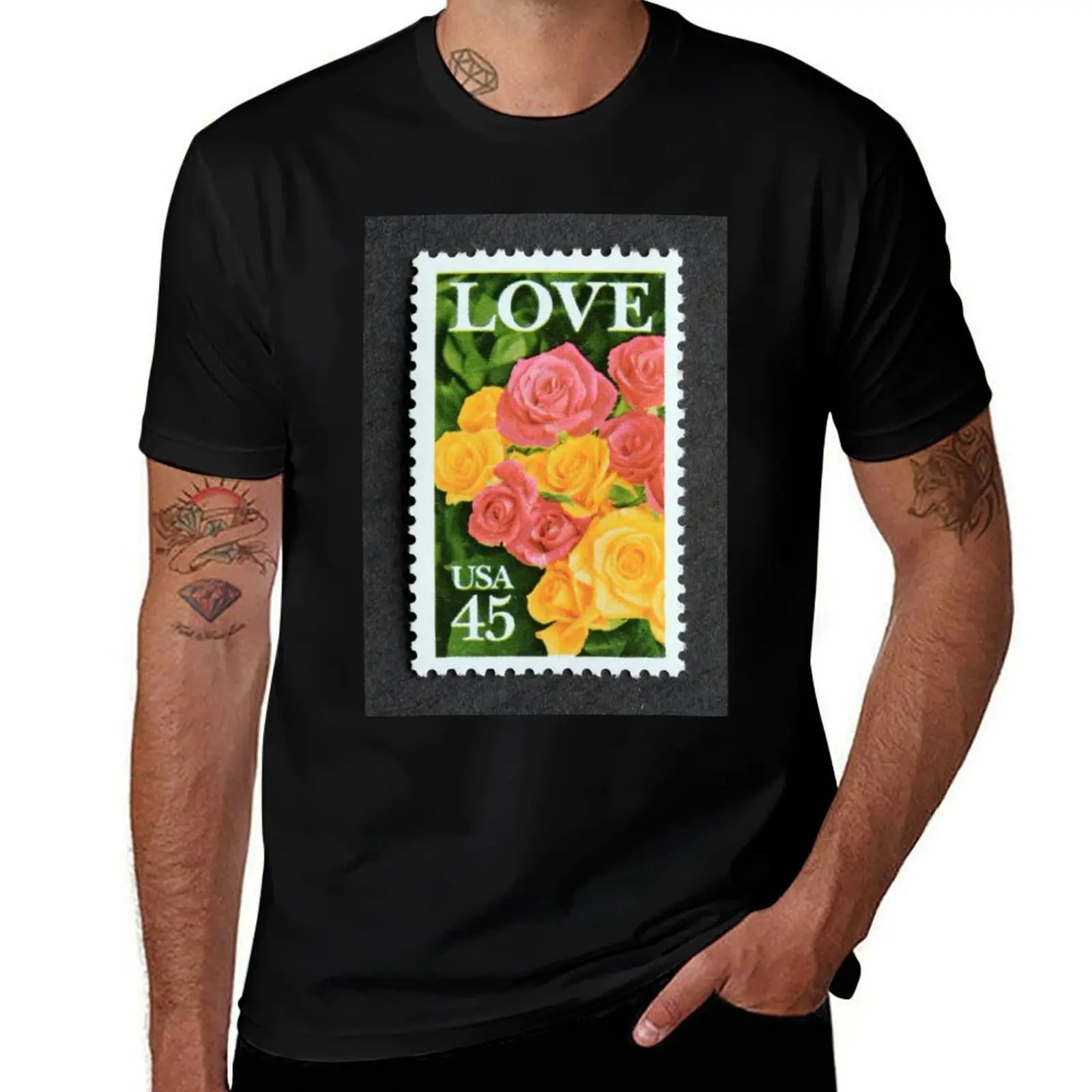 1988 45? Love Roses Postage Stamp T-Shirt cotton t shirts high quality T-Shirt