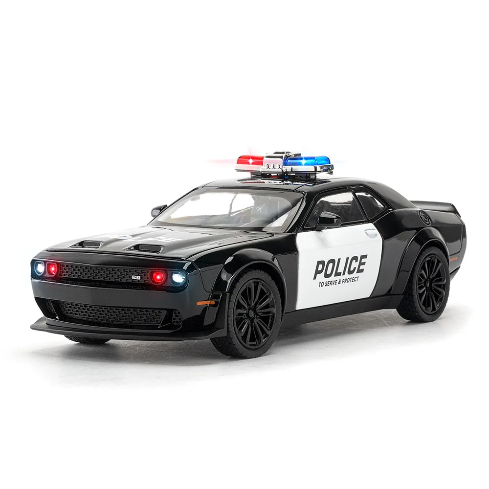 1:22 チャレンジャー SRT パトカー合金ダイキャストモデルカーおもちゃホイールプルバックスーパーカーライトサウンドおもちゃ子供のため