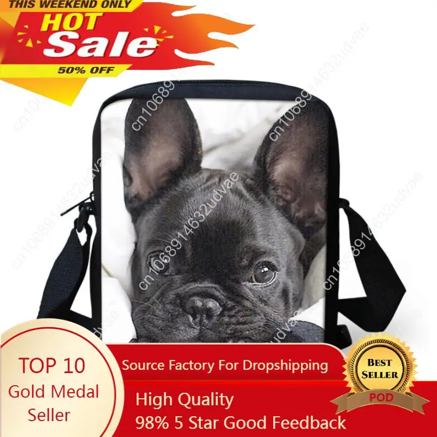 Shoulder Messenger Bags Women 3D French Bulldog Printing Handbags for Women Mini Size Kindergarten Bagpack Girls Book Bag