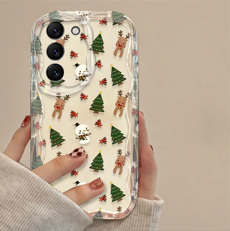 Bacca عيد الميلاد موجة الحال بالنسبة لسامسونج غالاكسي S25 S24 S23 S22 S21 الترا زائد S20 FE A73 A72 A71 A56 A55 A54 5G A51 4G الغطاء الخلفي