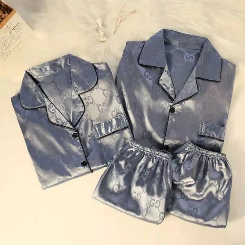 Summer Plus Size Women's Home Clothes Boutique Soft Lounge Wear Pjs Couple Clothing Satin Silk Mens Pajamas Set Sleepwear Women