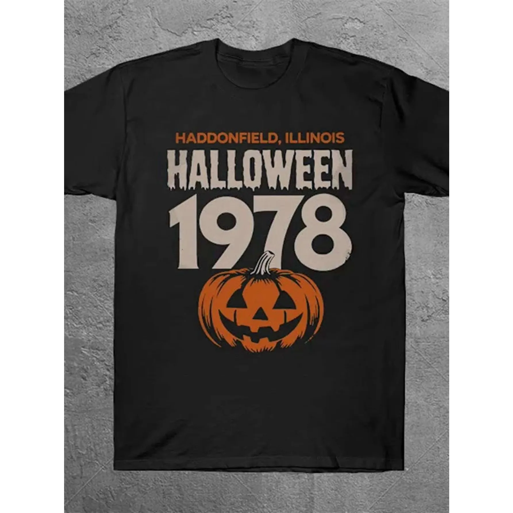 

Men's Vintage 90s Michael Myers Halloween T-Shirt 100% Cotton Retro Horror Movie Graphic Tee Jack-O-Lantern Design Short Sleeve