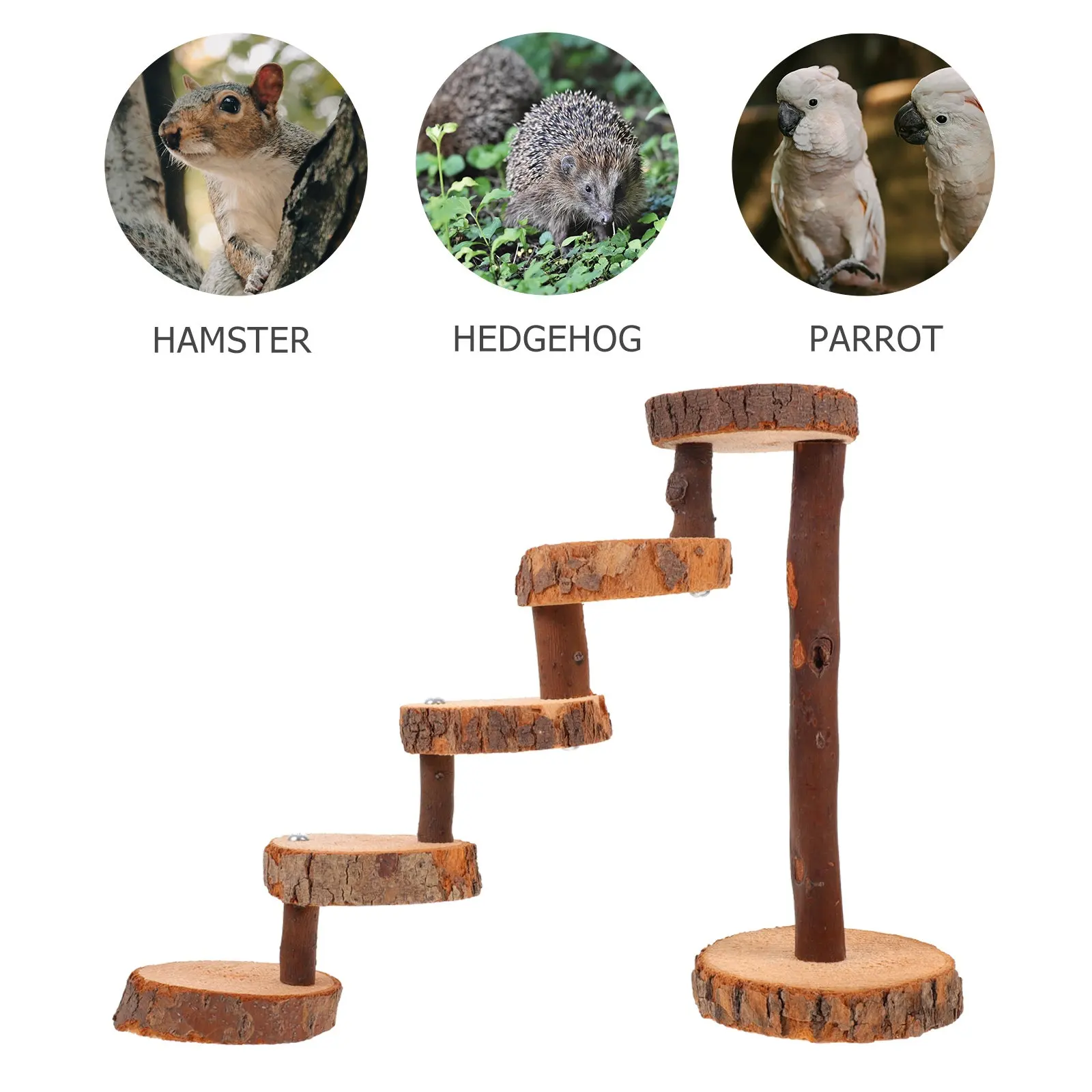 Natural Dried Wood Hamster Climbing Stairs 5-Tier Chewable Ladder for Parrot, Squirrel, Chinchilla Pet Play Activity