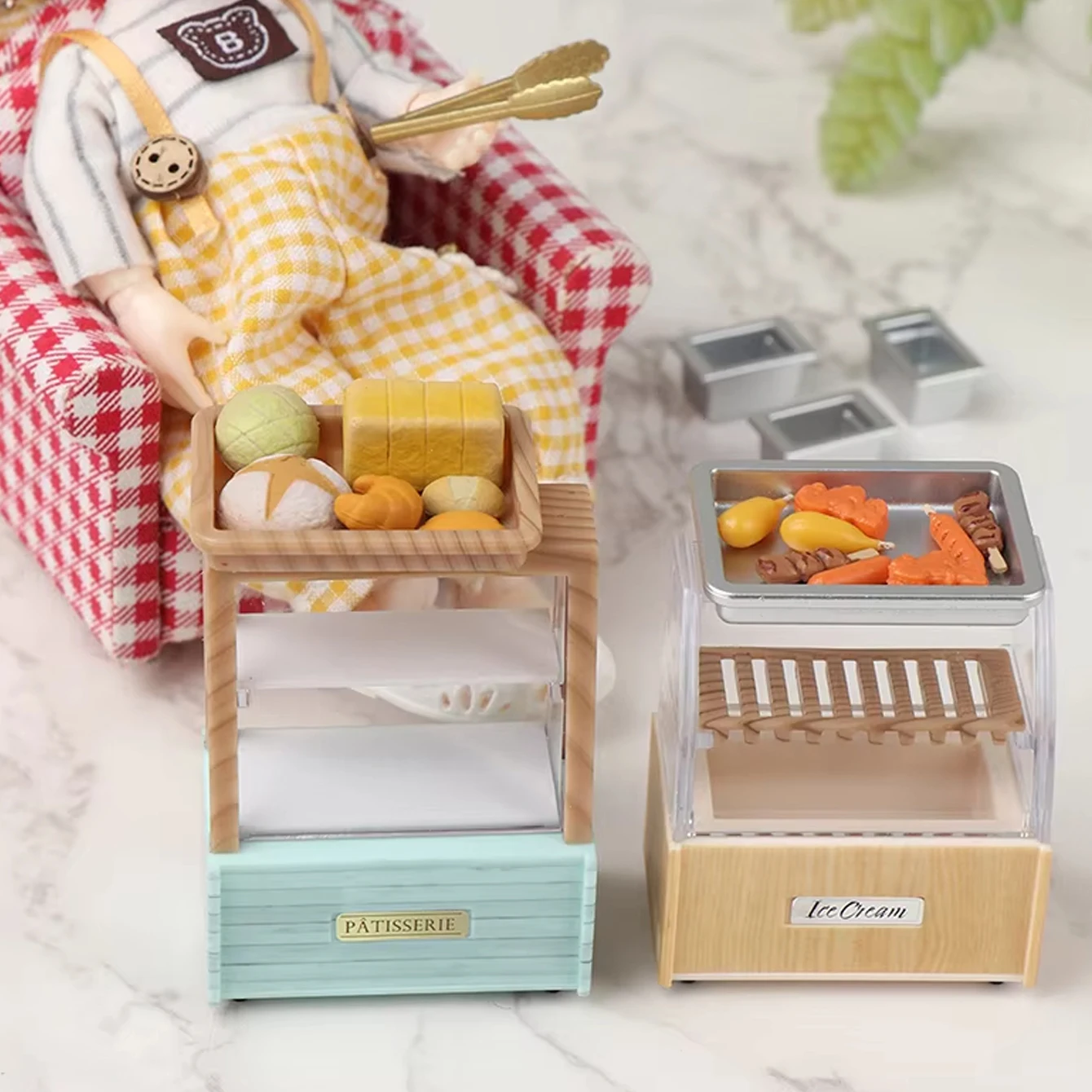 Mobiletto per Pane in Miniatura per Casa delle Bambole: Modello Decorativo 1/12 per Scenari di Supermercati e Caffetterie