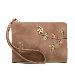 Fashion Fresh Flower Small Wallet Women Soft Leather Ladies Purses Designer Short Female Wallet Girl Cartera with Wristlet