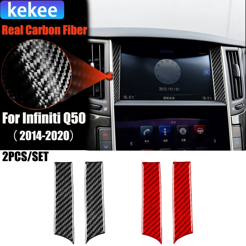 

Carbon Fiber Car Accessories Center Console Side Panel Modified Interior Trim Cover Soft Sticker For Infiniti Q50 2014-2020