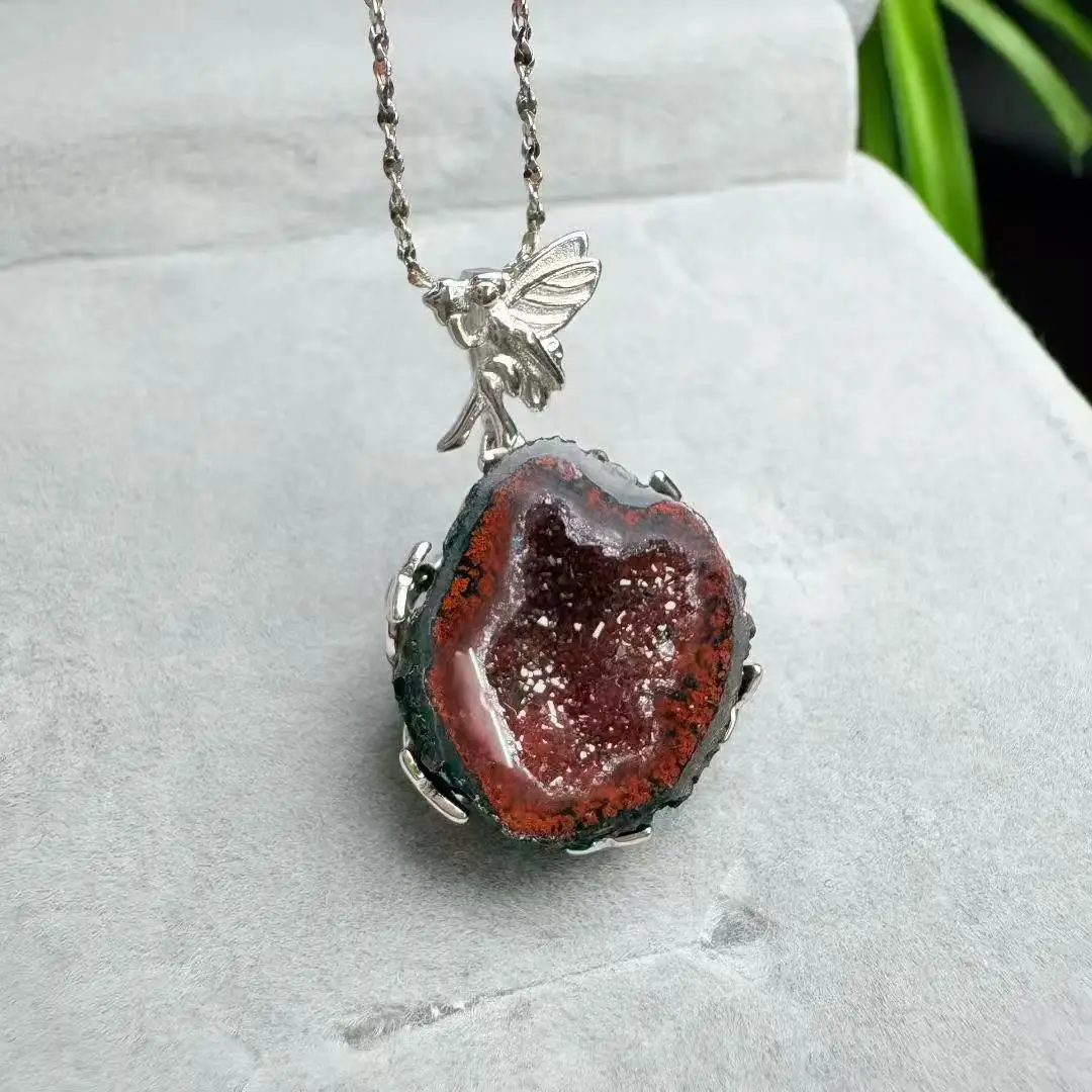 unit-one-piece-925-silver-buckle-with-popular-natural-agate-crystal-healing-angle-style-geodes-pendant-for-jewelry-gift