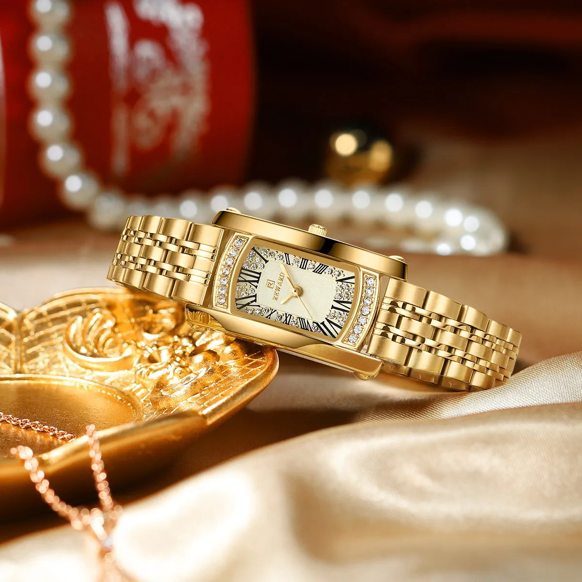 W atch al quarzo quadrato da donna di lusso superiore, orologio impermeabile squisito alla moda di lusso leggero, orologio da donna