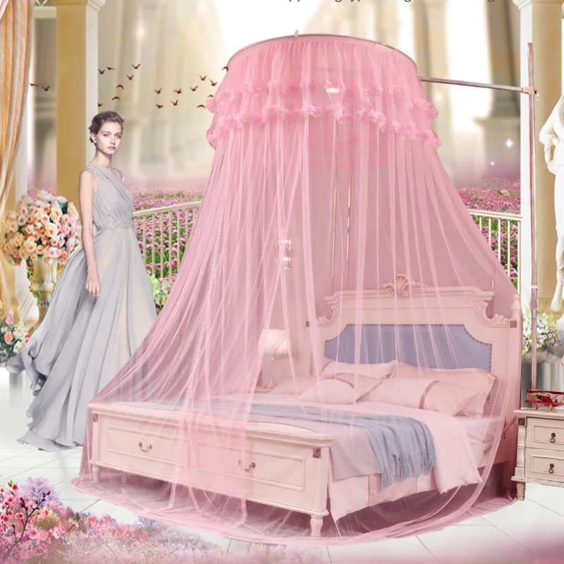 custom. [Hot Sale] Popular Ceiling and Floor Integrated Mosquito Net Round Princess Style Bedroom Retractable Net Hom