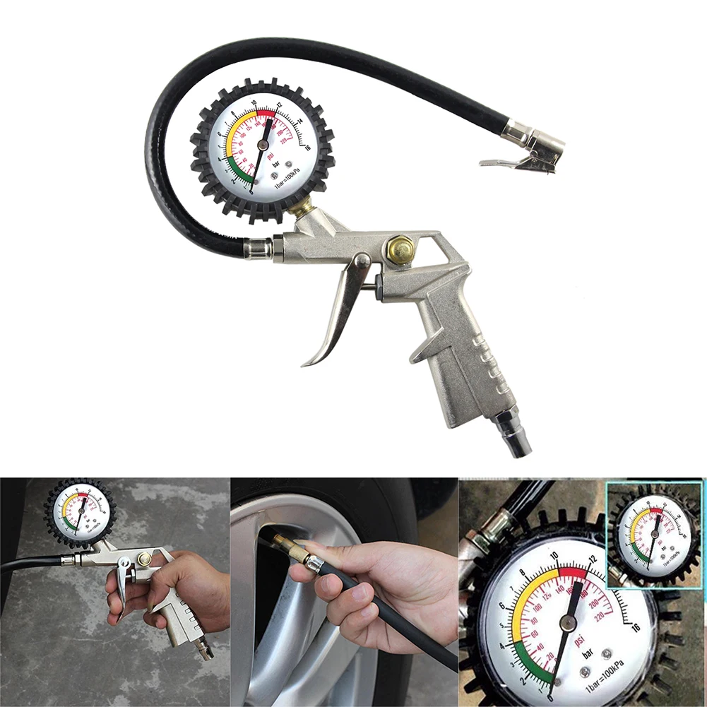 Car Tire Pressure Gauge Air Pressure Inflator Gauge Meter Tyre Pressure Monitoring System 220PSI Car Truck Tyre Measurement To