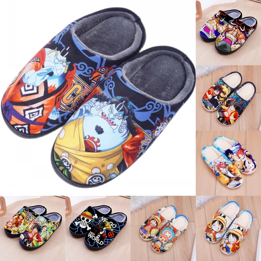 Anime ONE PIECE Monkey D. Luffy Roronoa Zoro Nami Cosplay Slippers Adult Unisex Cotton Family Shoes Gift