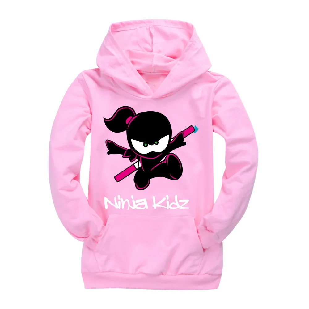 NINJA KIDZ Kids Casual Pocket Sweatershirt Boys Hooded Girls T Shirt Child Fashion Clothes Cotton Birthday Girl Costume