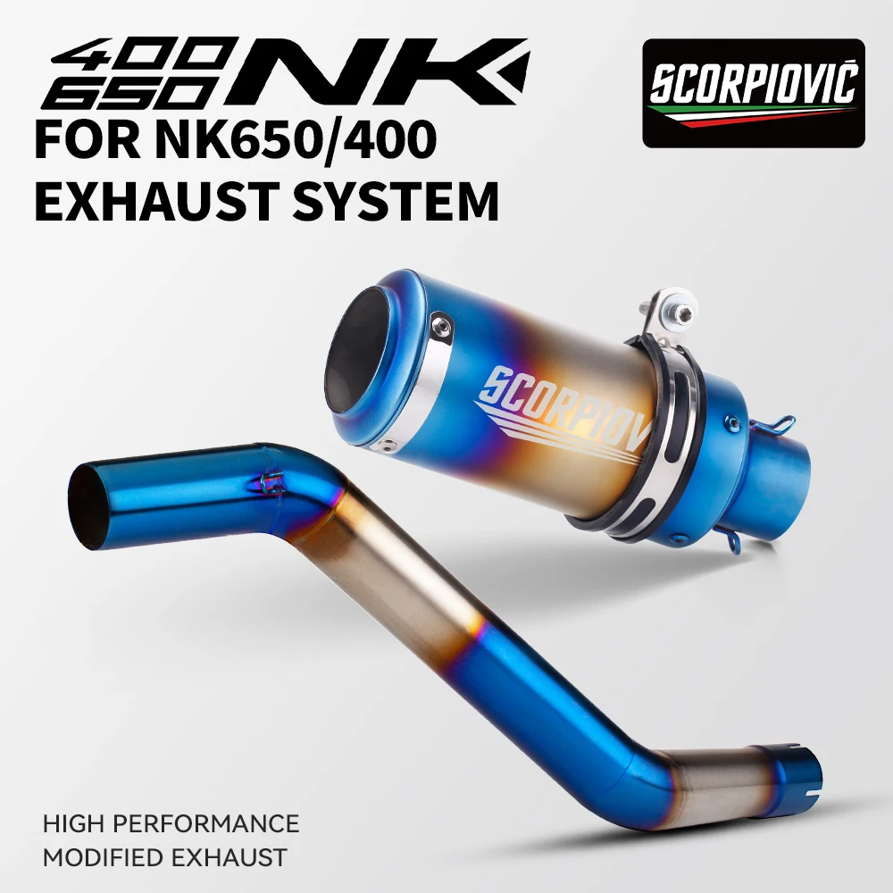 

For 400NK 650NK All Year 51mm Motorcycle Exhaust Muffler Tube Slip On Middle Link Pipe Stainless Steel