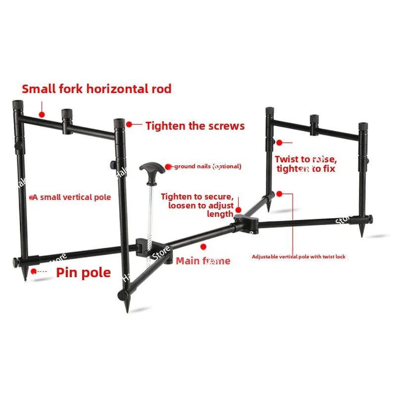 Aluminum alloy warehouse fishing bracket fast folding three-head throwing rod sea rod fast folding bracket