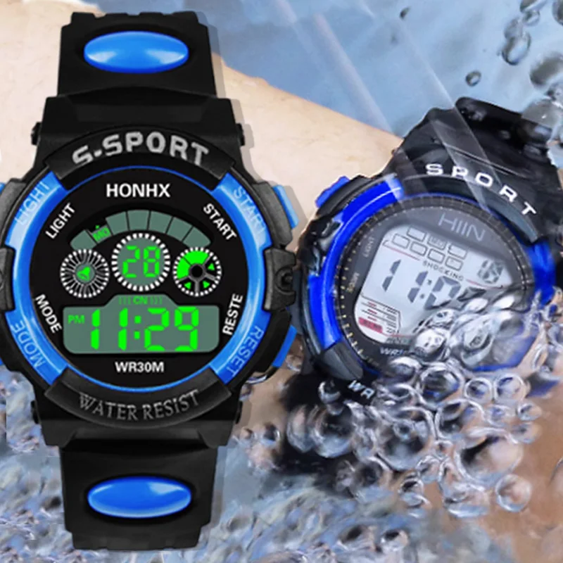 Sport Watches Silicone Strap Waterproof LED Digital Watch For Kids Children Student Girl Boy Multicolor Wristwatch Clock