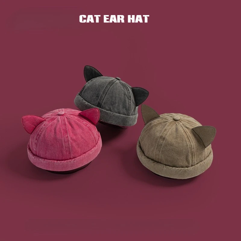 

Sweet and Cute Cat's Ears Hat Women Ins Personality Niche Pullover Hat in Spring and Summer