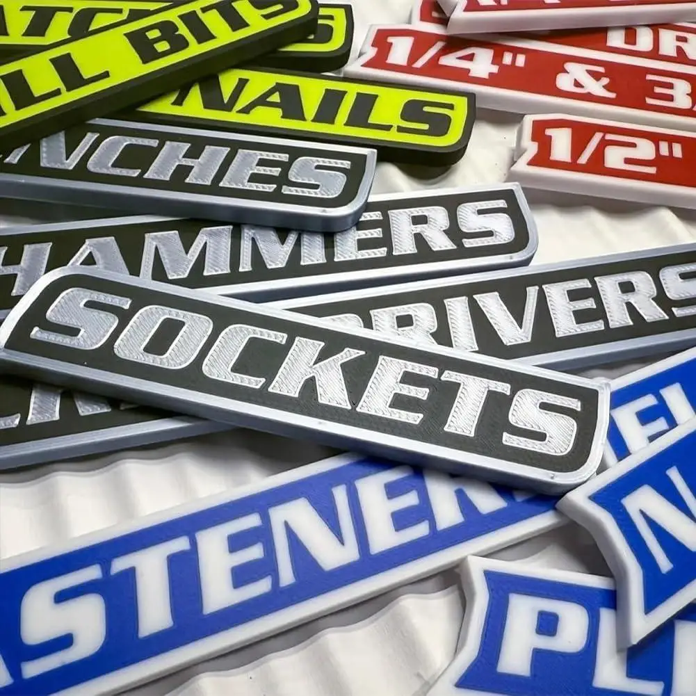 

12 Pack of Magnetic Toolbox Labels, 3D Printed Toolbox Drawer Tags Magnetic Tool Box Labels, Quick Identifying Tool Box Drawers