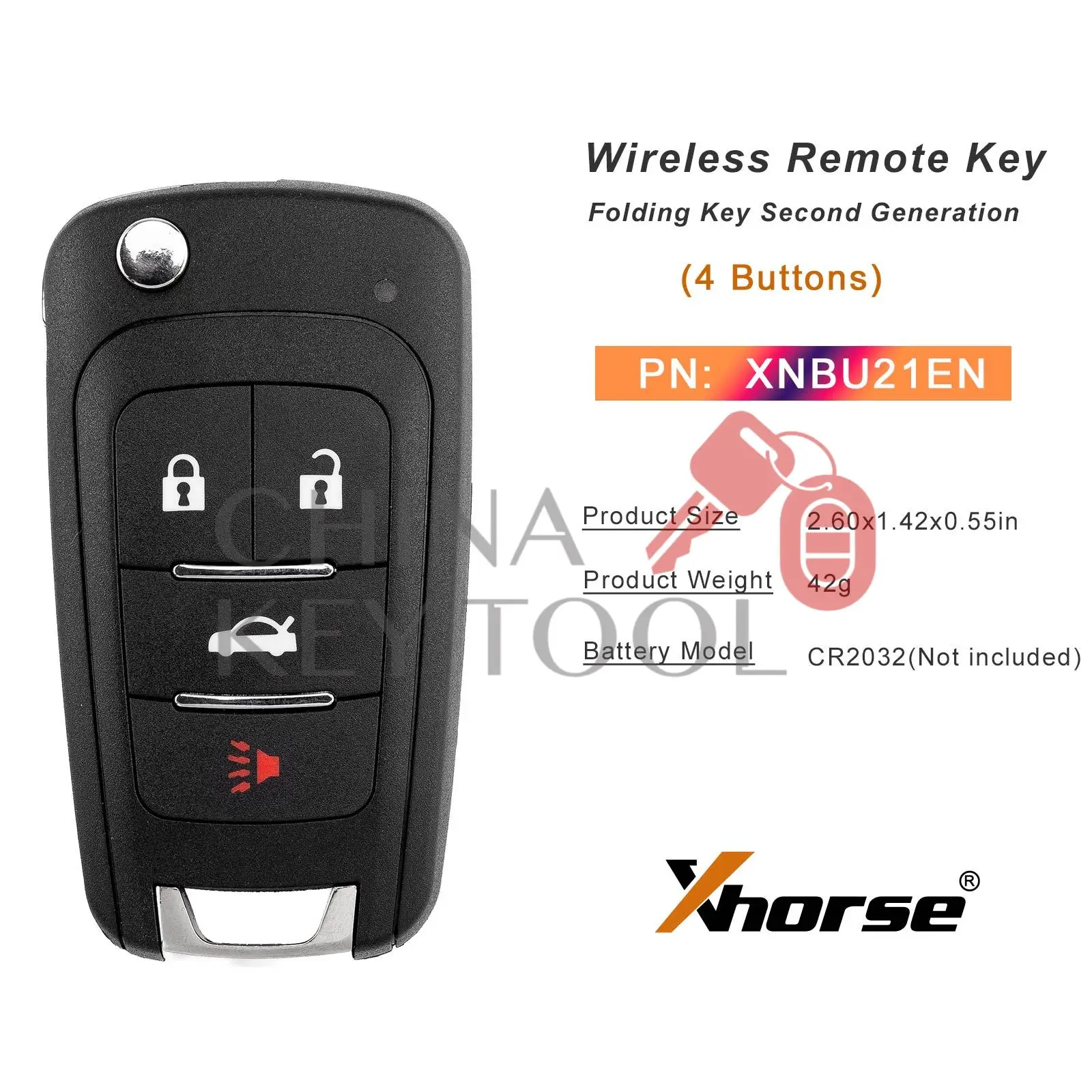 Original Xhorse XNBU21EN Wireless Universal Remote Key Fob B-Style 3 Buttons with Built-in Chip for VVDI Mini Key Tool Max