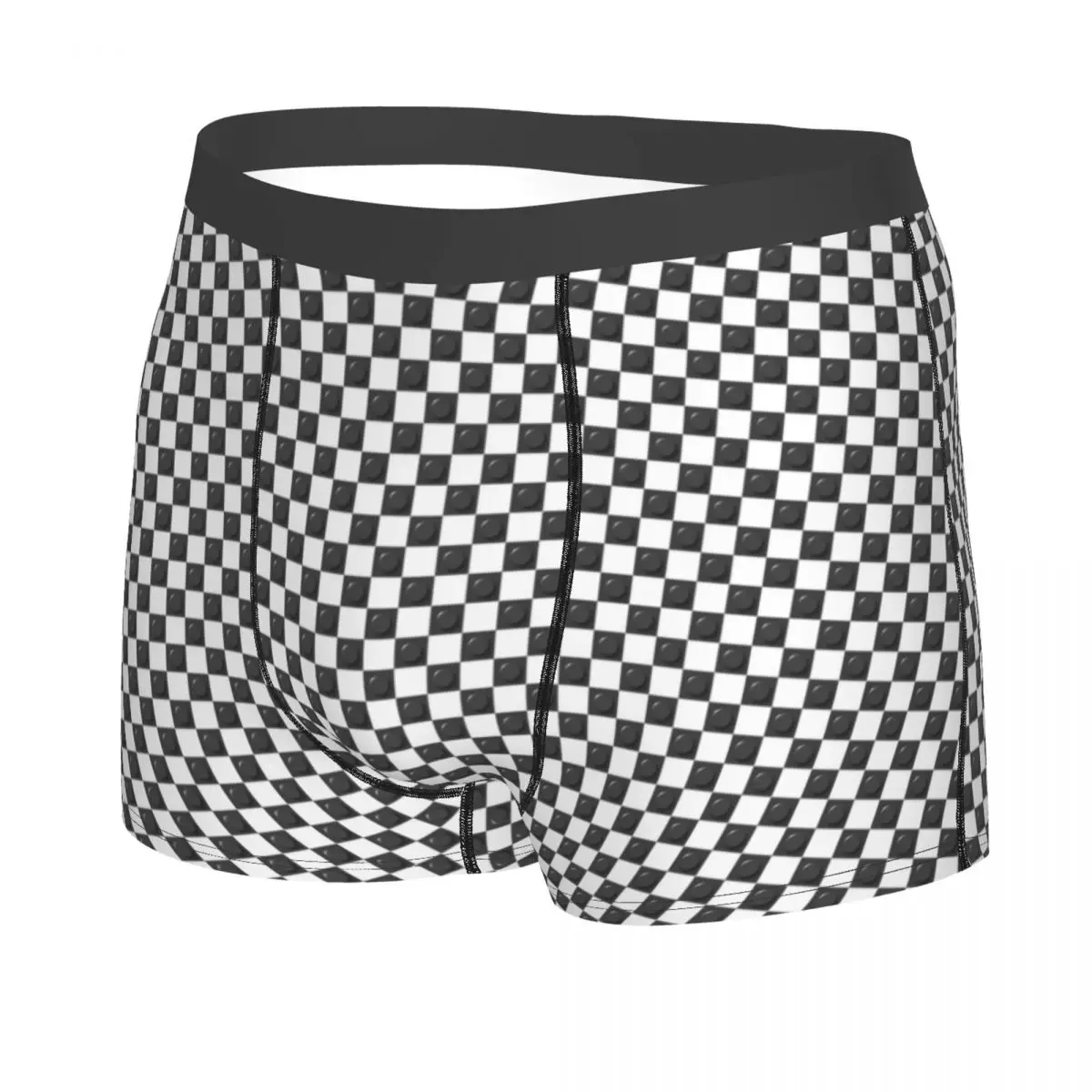 Custom Grey And White Plastic Toy Block Abstract Odern Pattern Underwear Male Print Boxer Briefs Shorts Panties Soft Underpants