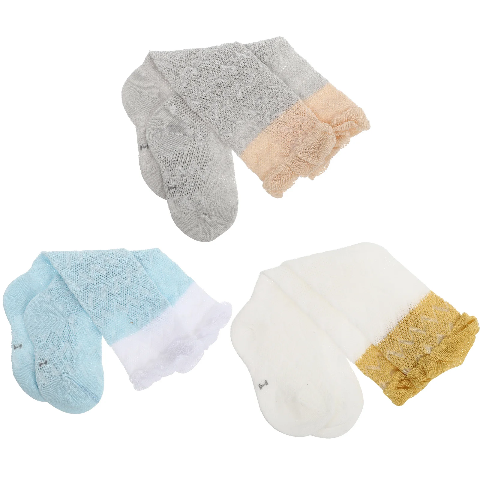 

3Pairs Comfortable Knee High Socks for Baby Breathable Long Socks Toddler Summer Dress Unisex Newborn Stockings