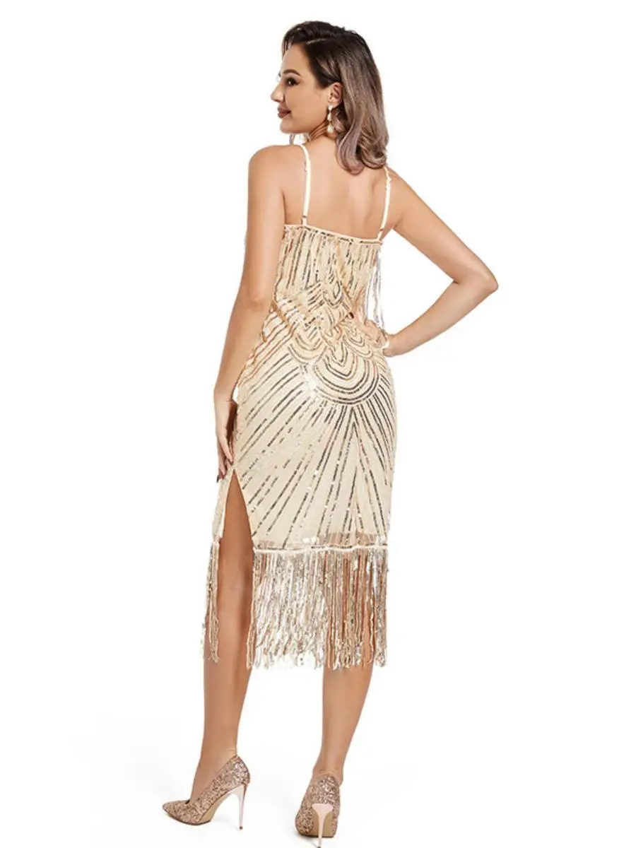 Sexy vintage Gatsby Dr Scintillante Matrimonio Dr Svel Bodycon Dr per le donne Stagione invernale Speciale Ocn Dr