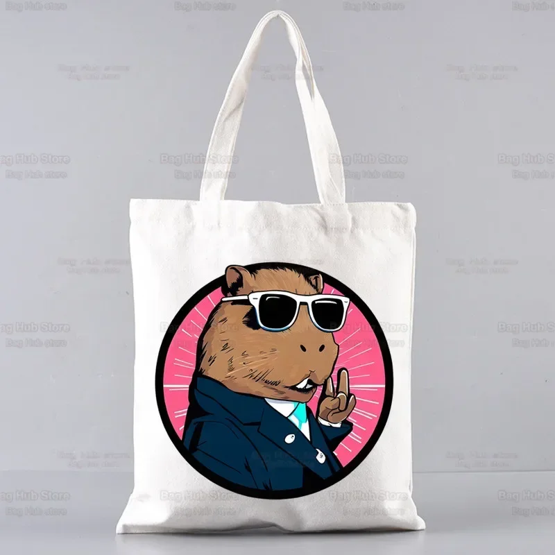 Cute Capybara Cartoon Kawaii Shopper Bag Print Canvas Tote Bag Handbags Women Bag Harajuku Shoulder Bags